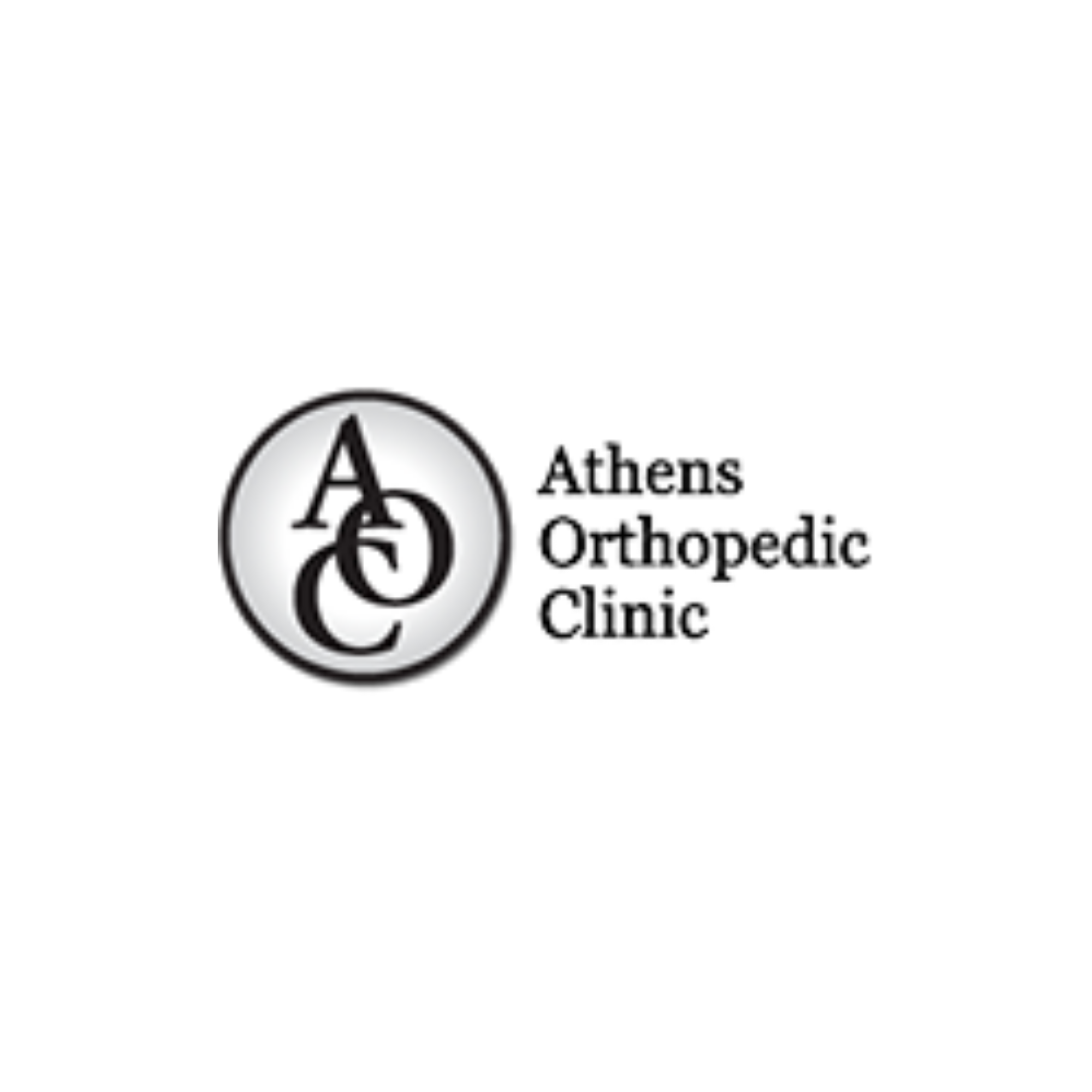 a close-up of a logo of Athens orthopedic clinic