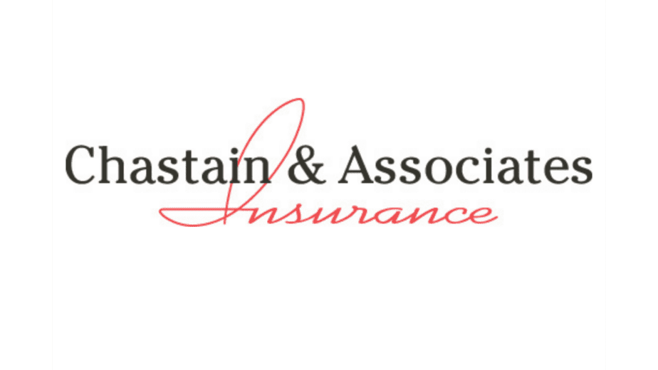 a white and black sign with black text saying Chastain & Associates Insurance