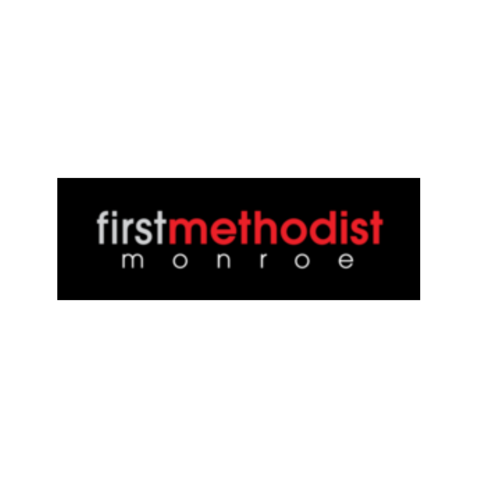 "a black and white logo for firstmethodist monroe