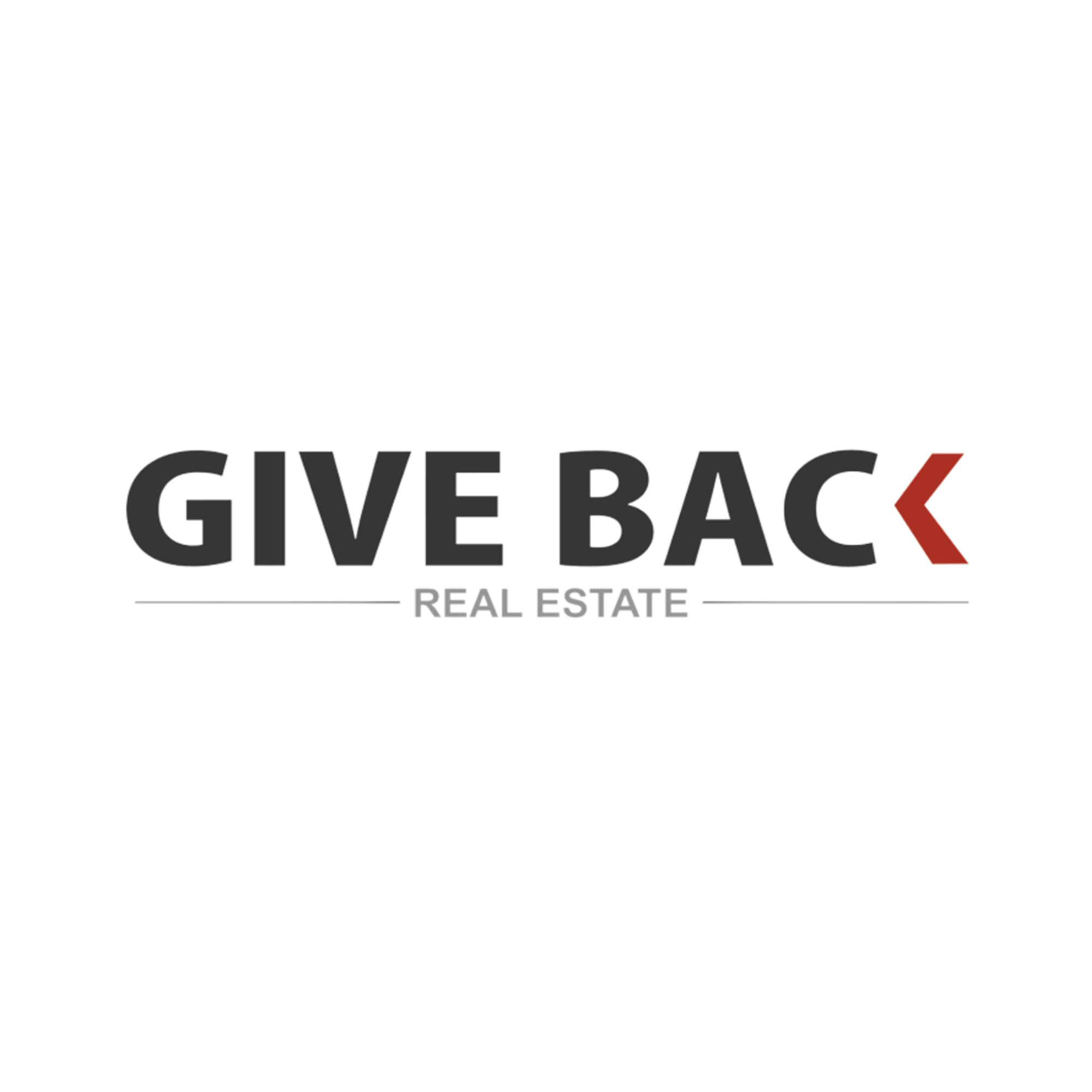 a white square with black text saying give back real estate