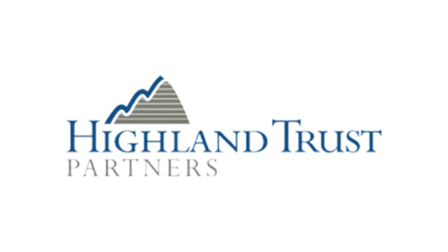 a logo with blue and grey text for Highland Trust