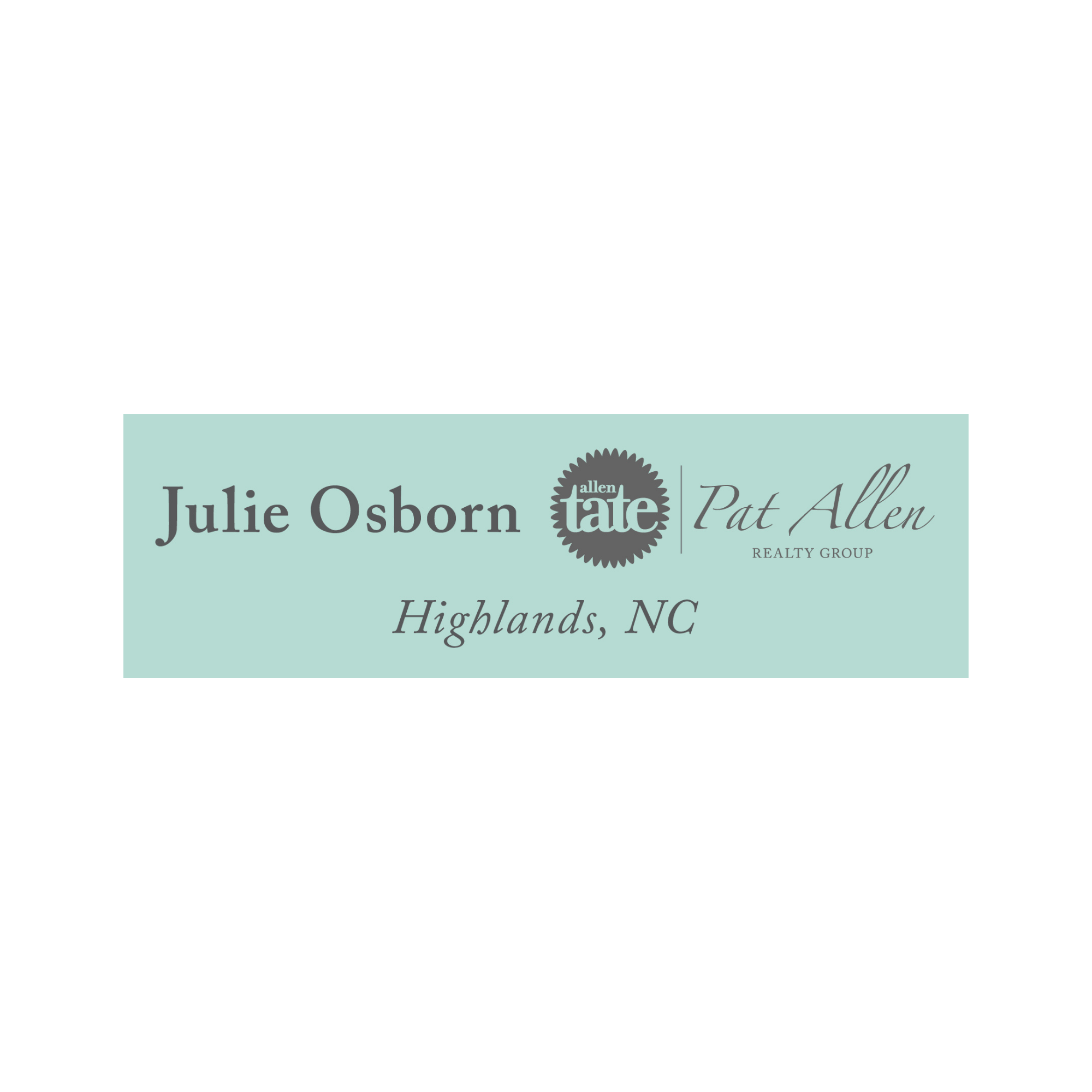 a close-up of a name tag for Julie Osborn