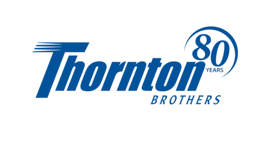 a white background with blue text saying thorton brothers