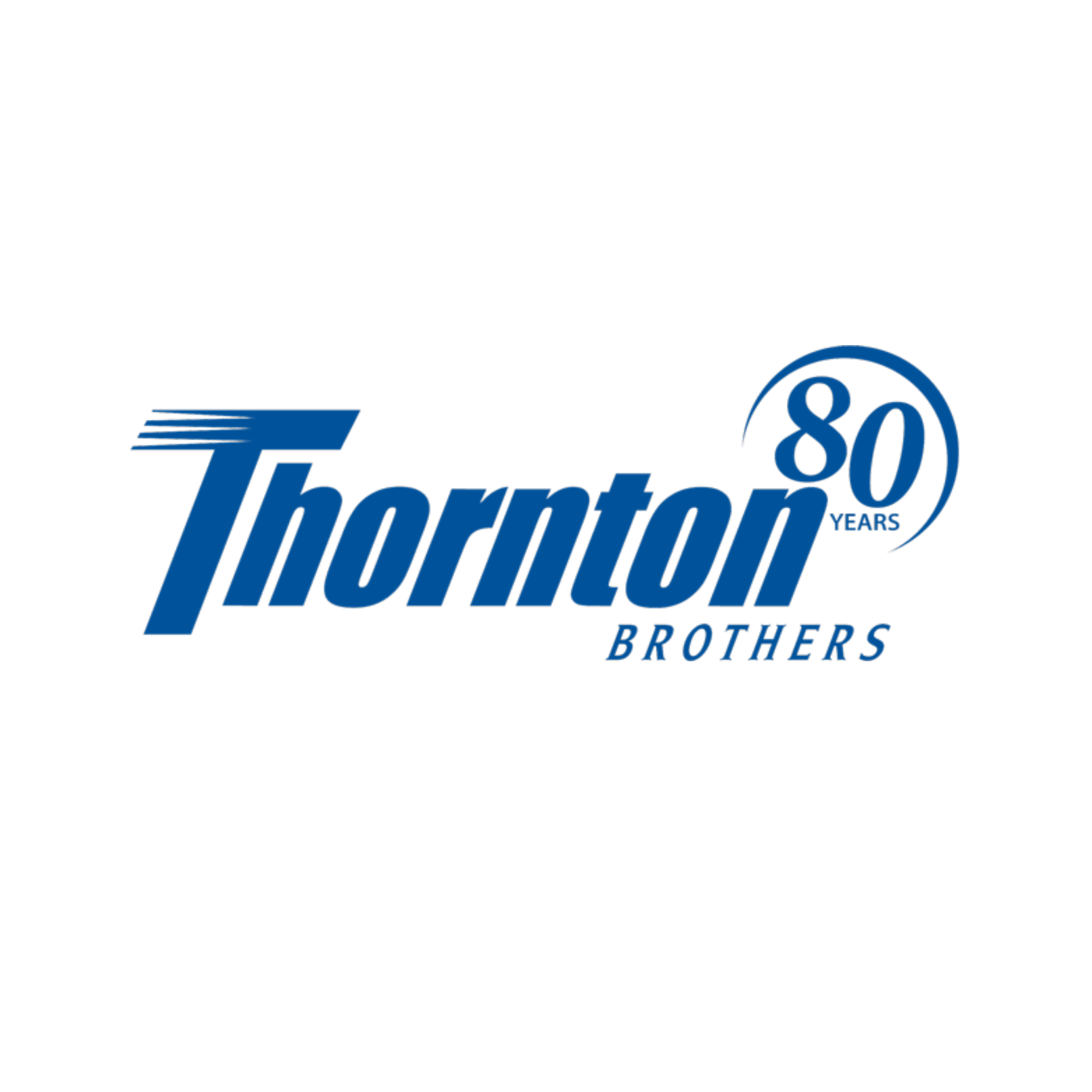 a white background with blue text saying thorton brothers